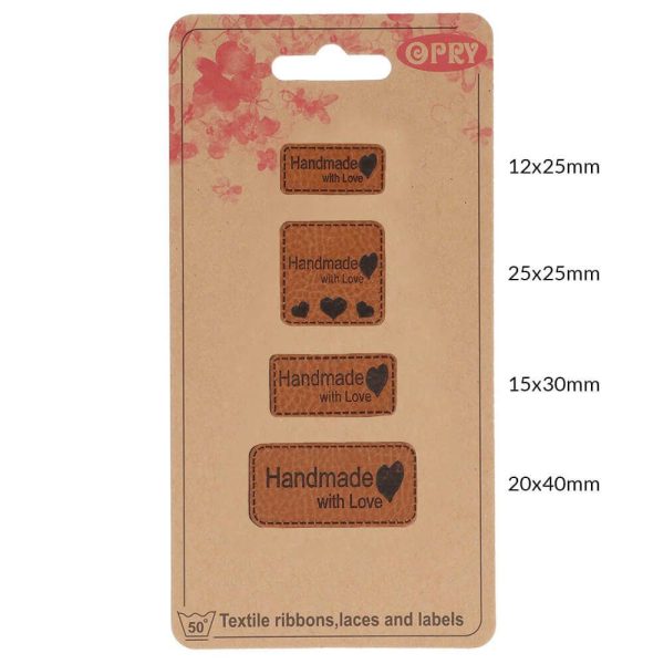 Opry leren labels Handmade with love - Afbeelding 3