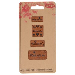 Opry leren labels Made with love