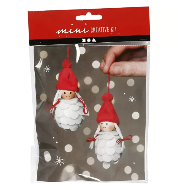 Mini Creative Kit Hangende Kerst Meisjes 8 cm 2 stuks