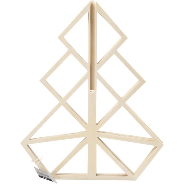 Houten Kerstboom geometrisch design 40 cm hoog - Afbeelding 3
