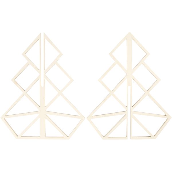 Houten Kerstboom geometrisch design 40 cm hoog - Afbeelding 4